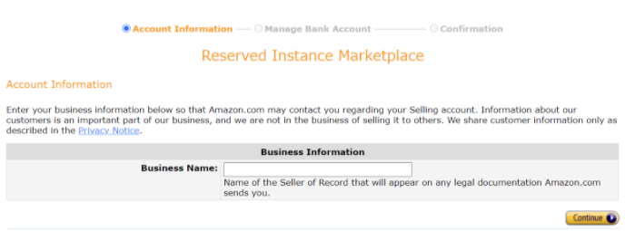 AWS customers need to register before selling their Reserved Instances in the RI Marketplace