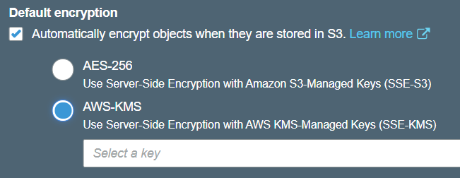 S3 objects can be encrypted with S3-managed or KMS-managed keys