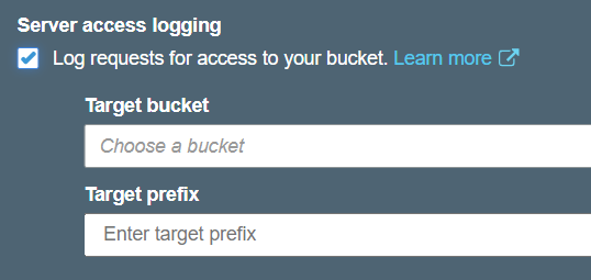 S3 bucket access requests can be recorded with server access logging
