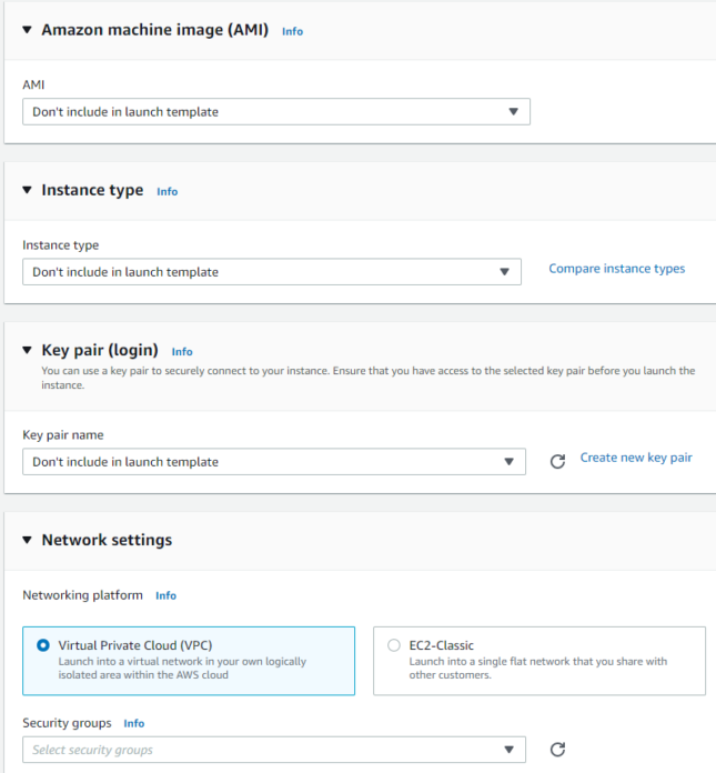 AWS Auto Scaling Launch Template Configurations