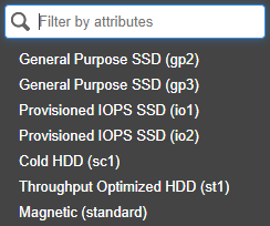 EBS Volume Types list for better EBS pricing